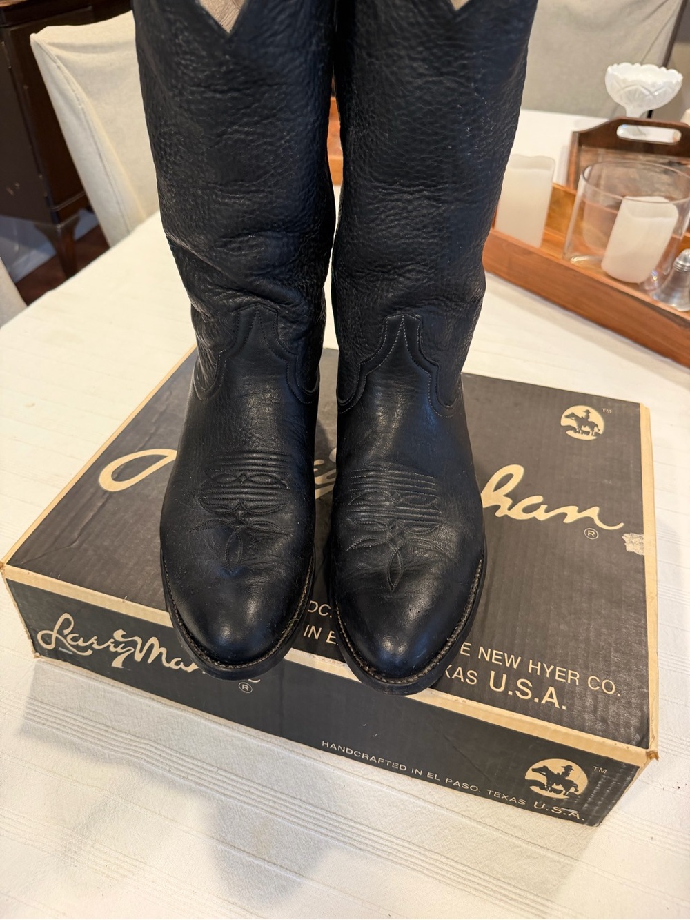 Vintage Elk Leather Larry Mahan Western Boots 12D - Picture 3 of 7